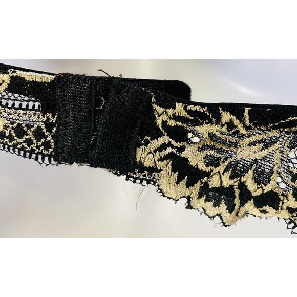 Rene Rofa Bra Underwire Padded 34B Black Beige Floral Lace Pushup Sexy Used - Picture 6 of 12